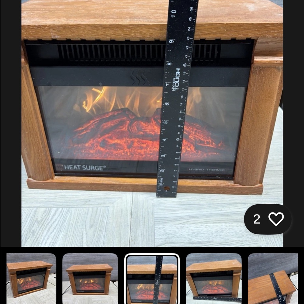 Electric Fireplace Heater in Brown - Picture 3 of 7